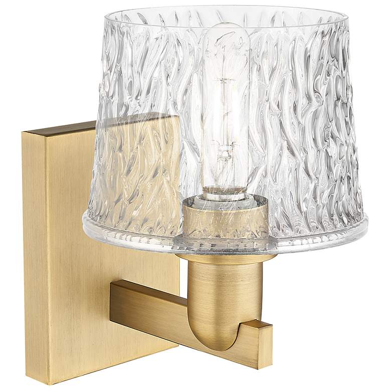 Image 2 Arcadia Niagara 10" High Brushed Brass Sconce With Clear Shade more views