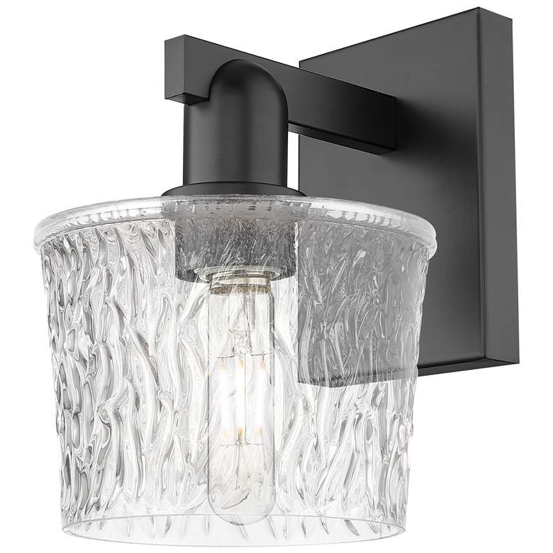Image 1 Arcadia Niagara 10" High Matte Black Sconce With Clear Shade