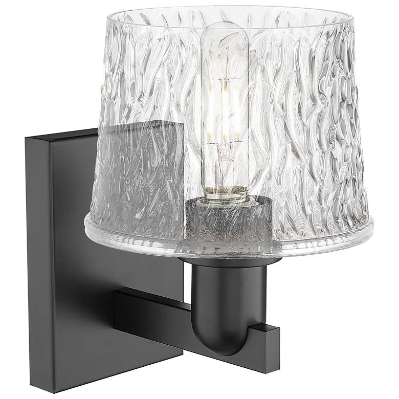 Image 2 Arcadia Niagara 10" High Matte Black Sconce With Clear Shade more views