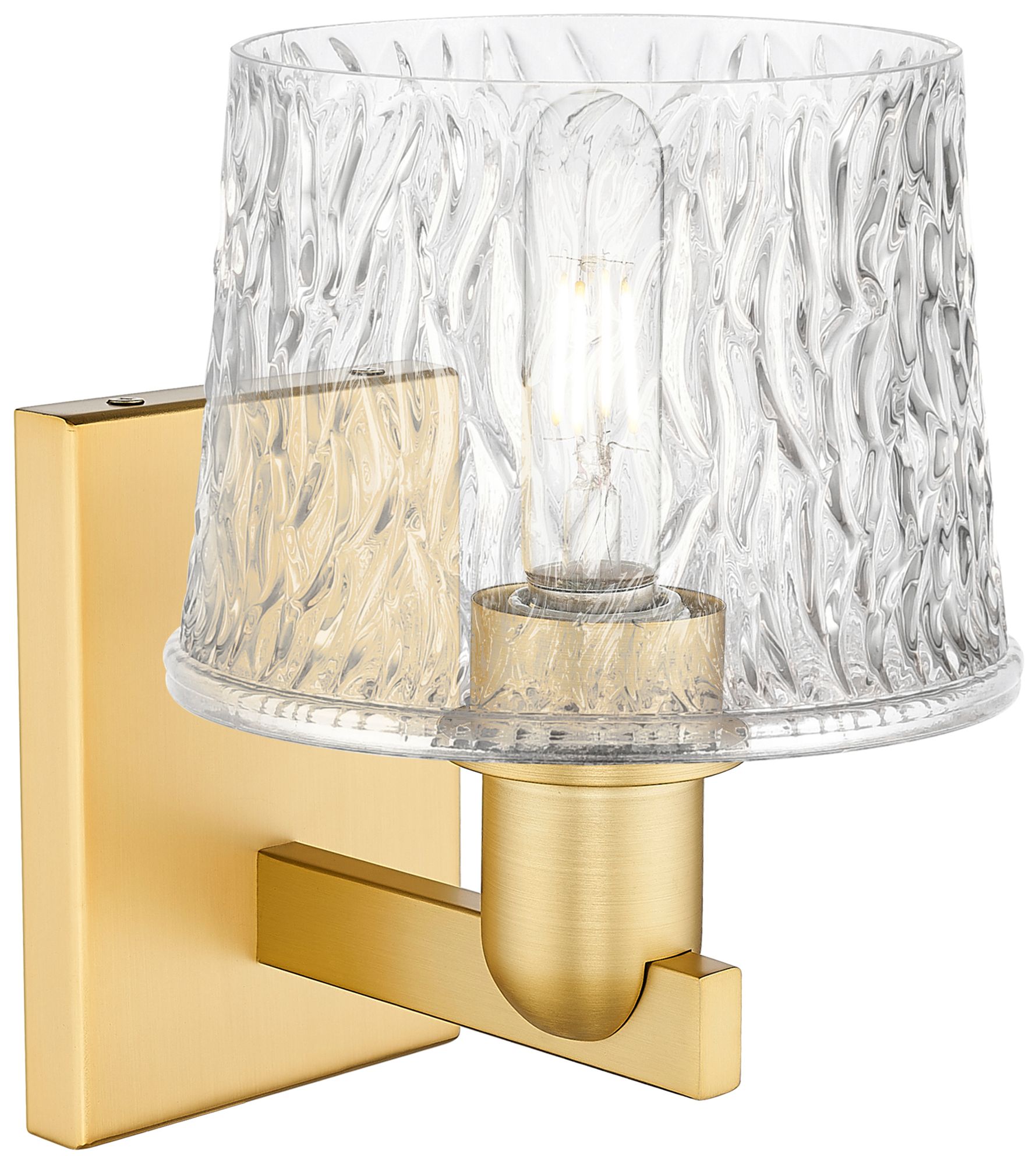 Image 2 Arcadia Niagara 10" High Satin Gold Sconce With Clear Shade more views
