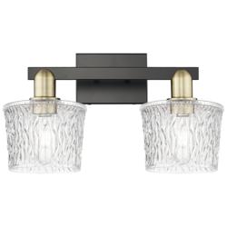 Arcadia Niagara 18"W 2 Light Black Brass Vanity Light w/ Clear Shade