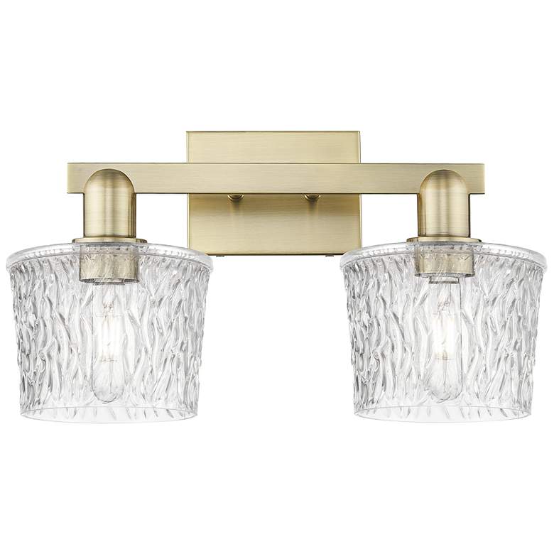 Image 1 Arcadia Niagara 18"W 2 Light Brass Vanity Light With Clear Shade