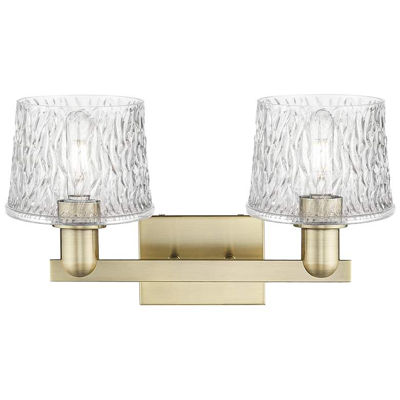 Image 2 Arcadia Niagara 18"W 2 Light Brass Vanity Light With Clear Shade more views