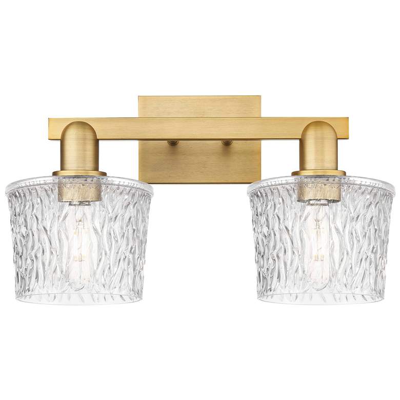 Image 1 Arcadia Niagara 18"W 2 Light Brushed Brass Vanity Light w/ Clear Shade