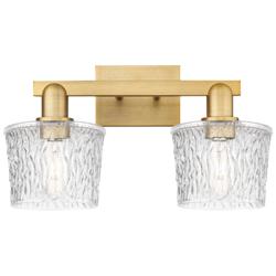 Arcadia Niagara 18"W 2 Light Brushed Brass Vanity Light w/ Clear Shade