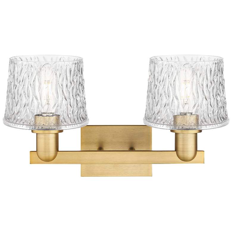 Image 2 Arcadia Niagara 18"W 2 Light Brushed Brass Vanity Light w/ Clear Shade more views