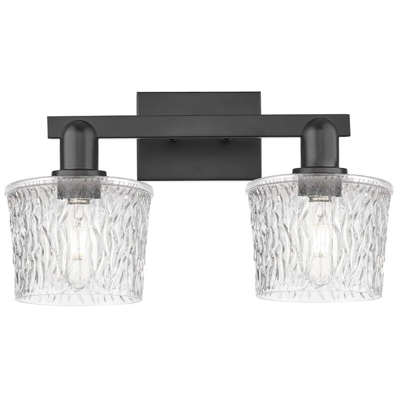 Image 1 Arcadia Niagara 18"W 2 Light Matte Black Vanity Light With Clear Shade