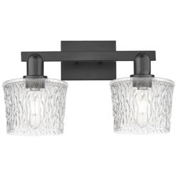 Arcadia Niagara 18"W 2 Light Matte Black Vanity Light With Clear Shade