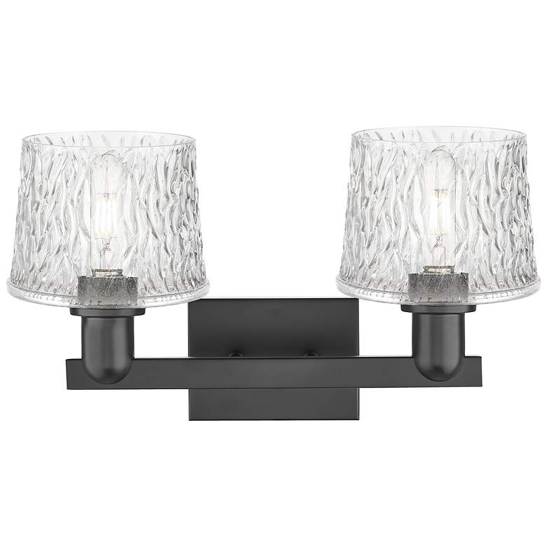 Image 2 Arcadia Niagara 18"W 2 Light Matte Black Vanity Light With Clear Shade more views