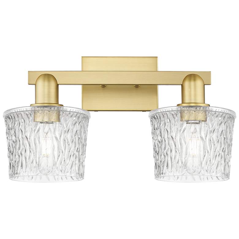 Image 1 Arcadia Niagara 18"W 2 Light Satin Gold Vanity Light With Clear Shade