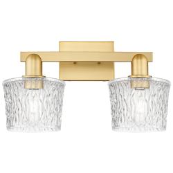 Arcadia Niagara 18"W 2 Light Satin Gold Vanity Light With Clear Shade
