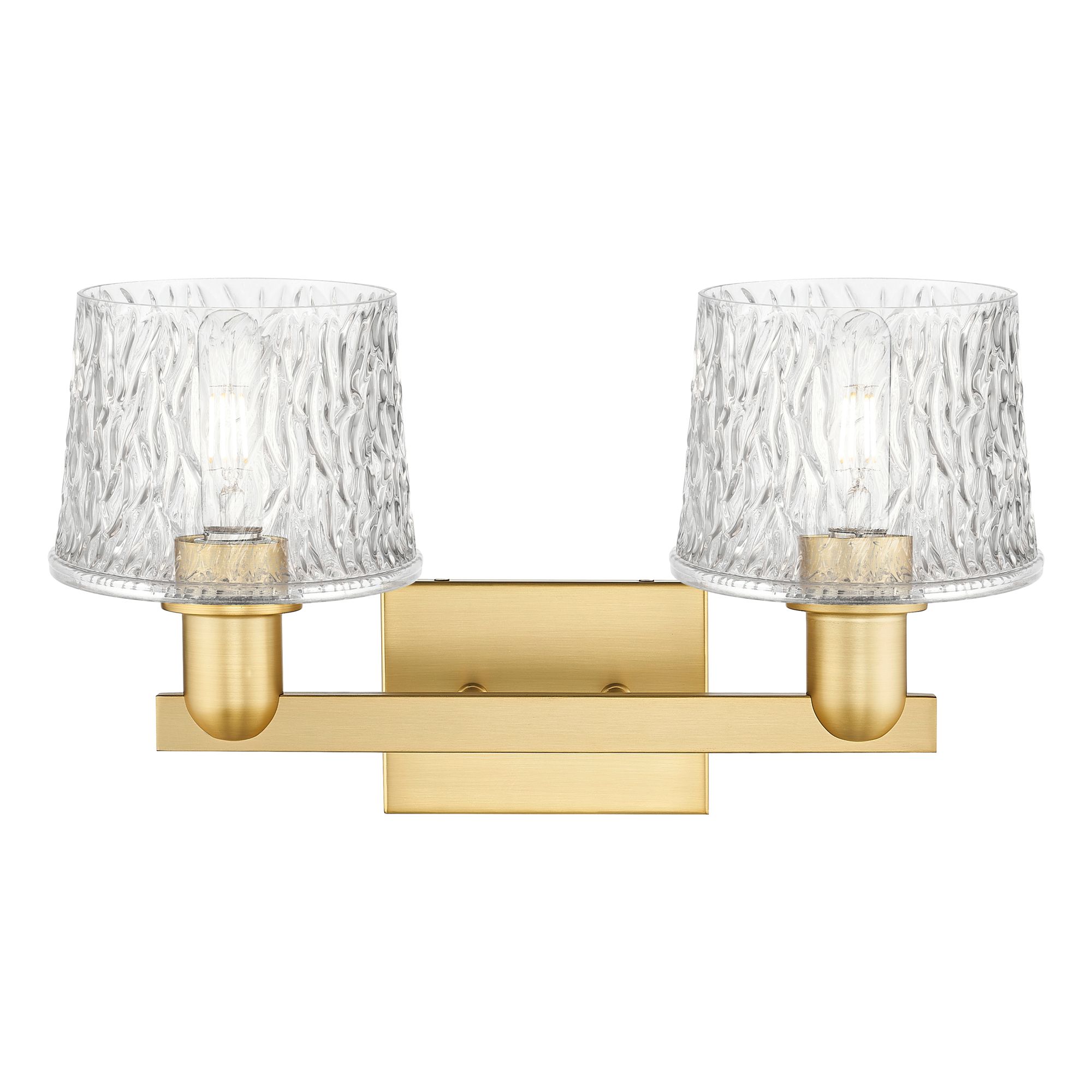 Image 2 Arcadia Niagara 18"W 2 Light Satin Gold Vanity Light With Clear Shade more views