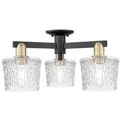 Arcadia Niagara 24"W 3 Light Black Brass Semi-Flush w/ Clear Shade