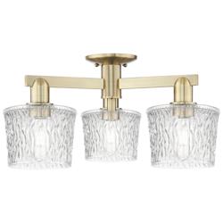 Arcadia Niagara 24"W 3 Light Brass Semi.Flush Mount With Clear Shade