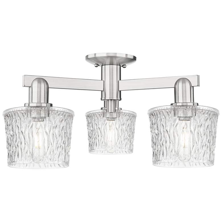 Image 1 Arcadia Niagara 24"W 3 Light Brushed Nickel Semi-Flush w/ Clear Shade