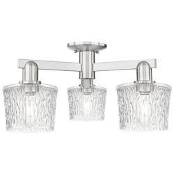 Arcadia Niagara 24"W 3 Light Brushed Nickel Semi-Flush w/ Clear Shade