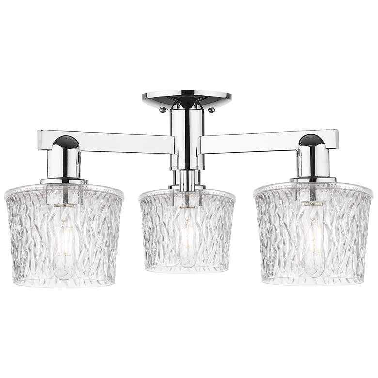 Image 1 Arcadia Niagara 24"W 3 Light Chrome Semi.Flush Mount w/ Clear Shade