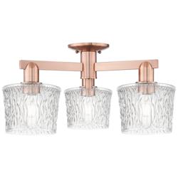 Arcadia Niagara 24"W 3 Light Copper Semi.Flush Mount With Clear Shade