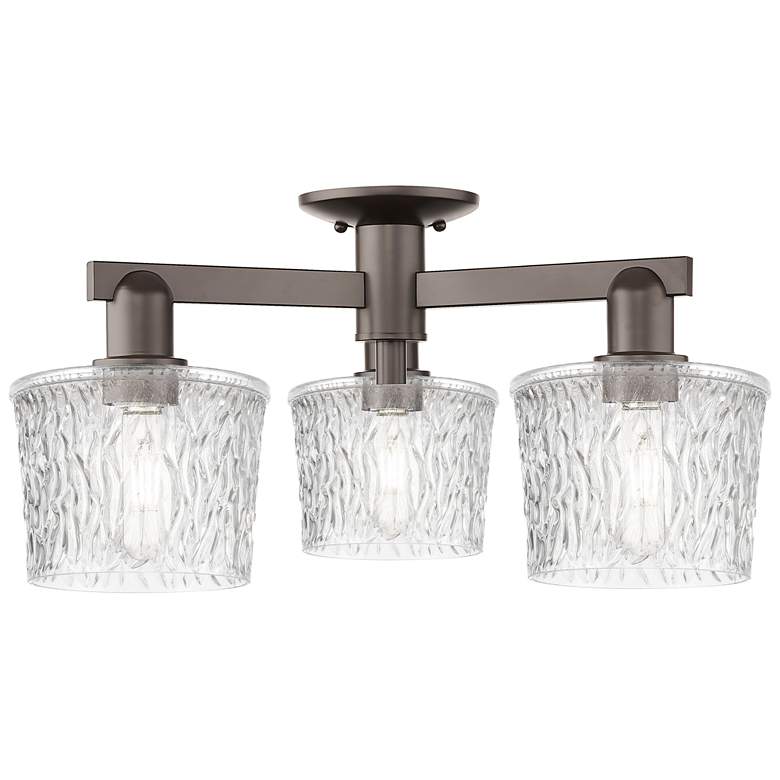 Image 1 Arcadia Niagara 24"W 3 Light Oiled Bronze Semi-Flush w/ Clear Shade