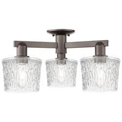 Arcadia Niagara 24"W 3 Light Oiled Bronze Semi-Flush w/ Clear Shade