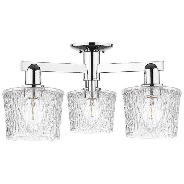 Image 1 Arcadia Niagara 24"W 3 Light Polished Nickel Semi-Flush w/ Clear Shade