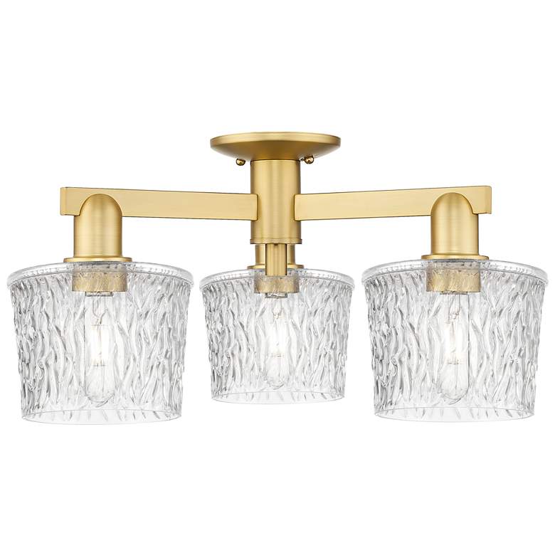 Image 1 Arcadia Niagara 24"W 3 Light Satin Gold Semi-Flush w/ Clear Shade