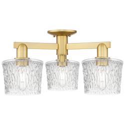 Arcadia Niagara 24"W 3 Light Satin Gold Semi-Flush w/ Clear Shade