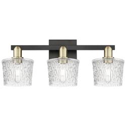 Arcadia Niagara 26"W 3 Light Black Brass Vanity Light w/ Clear Shade