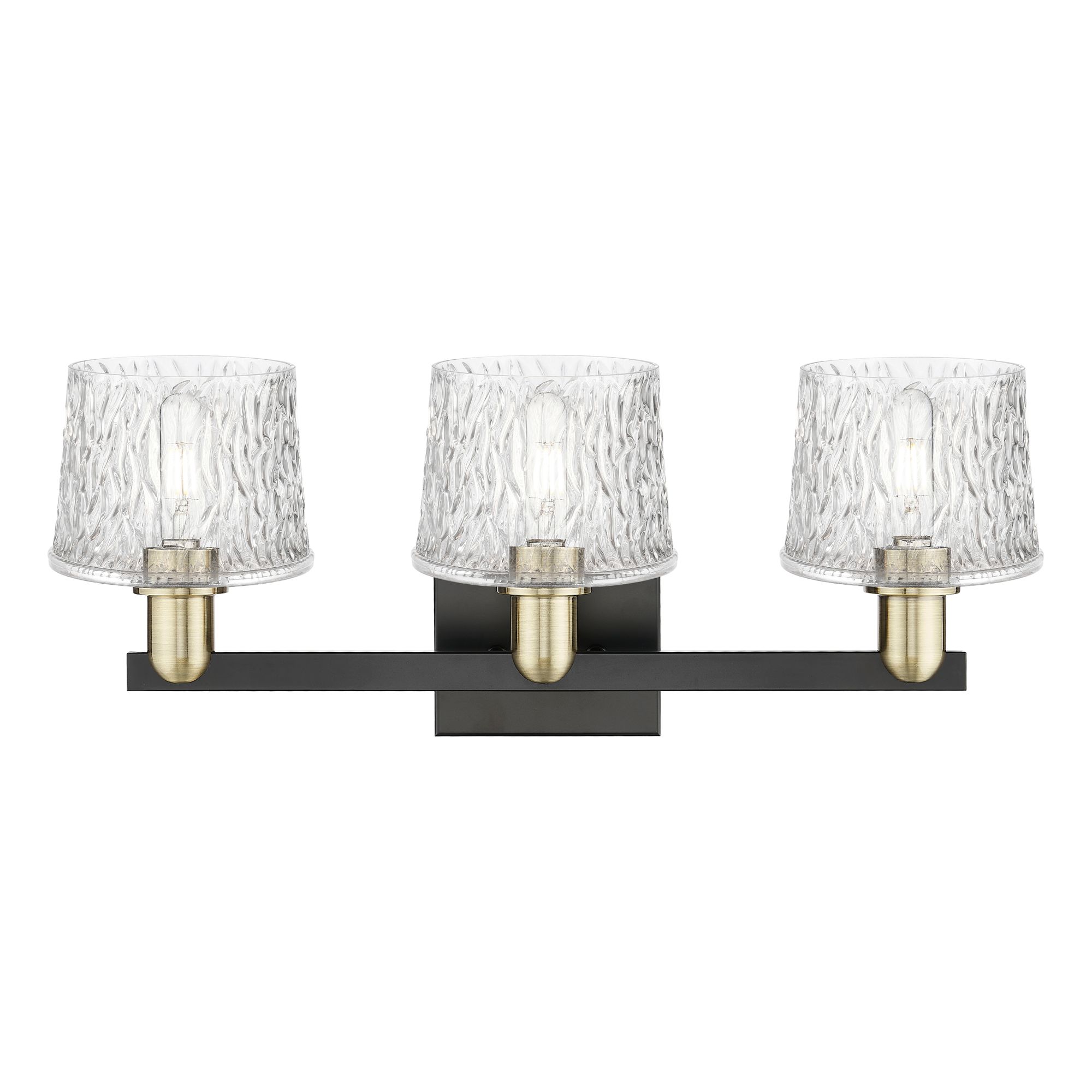 Image 2 Arcadia Niagara 26"W 3 Light Black Brass Vanity Light w/ Clear Shade more views