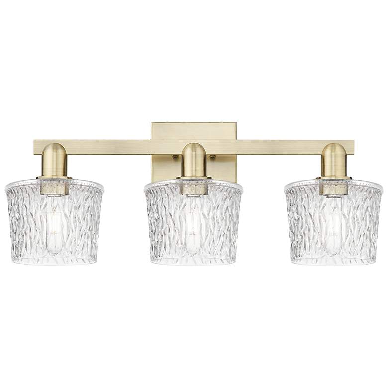 Image 1 Arcadia Niagara 26"W 3 Light Brass Vanity Light With Clear Shade