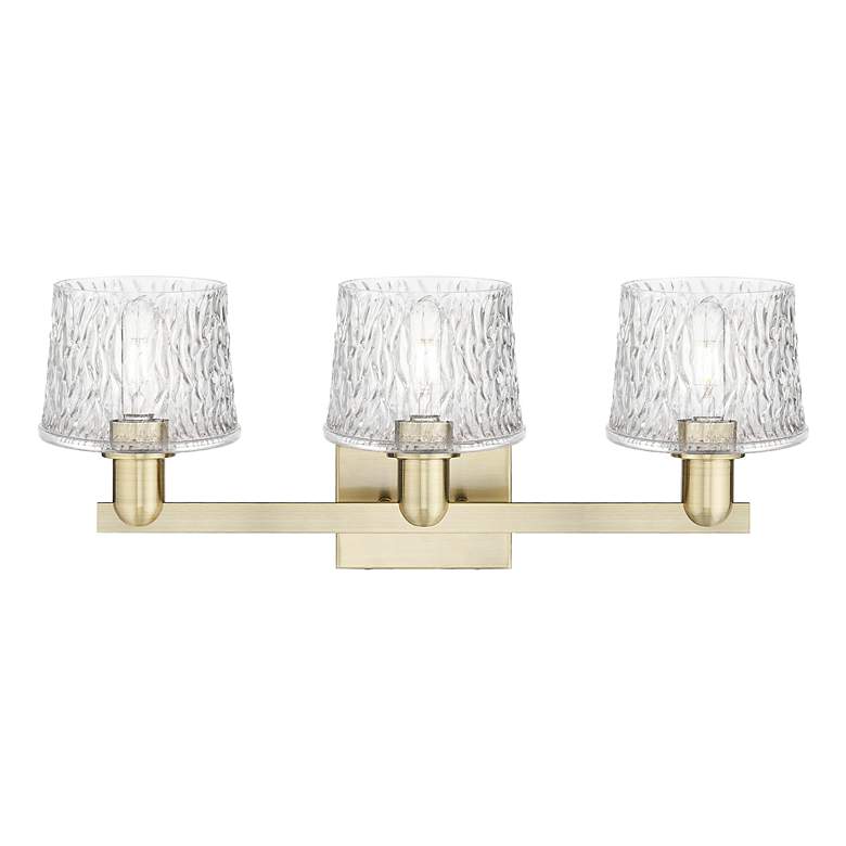 Image 2 Arcadia Niagara 26"W 3 Light Brass Vanity Light With Clear Shade more views
