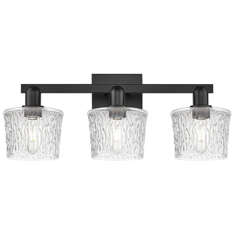 Image 1 Arcadia Niagara 26"W 3 Light Matte Black Vanity Light With Clear Shade