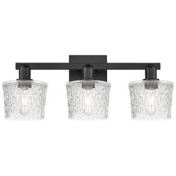 Arcadia Niagara 26"W 3 Light Matte Black Vanity Light With Clear Shade