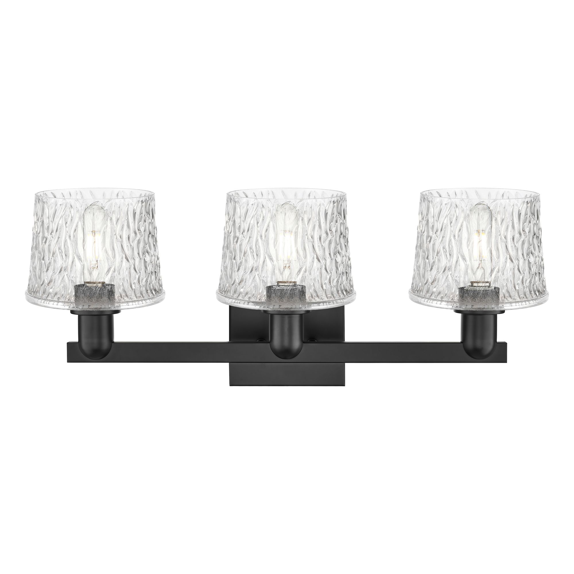 Image 2 Arcadia Niagara 26"W 3 Light Matte Black Vanity Light With Clear Shade more views
