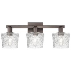 Arcadia Niagara 26"W 3 Light Oiled Bronze Vanity Light w/ Clear Shade