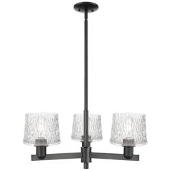 Arcadia Niagara 28"W 3 Light Black Stem Hung Chandelier w/ Clear Shade