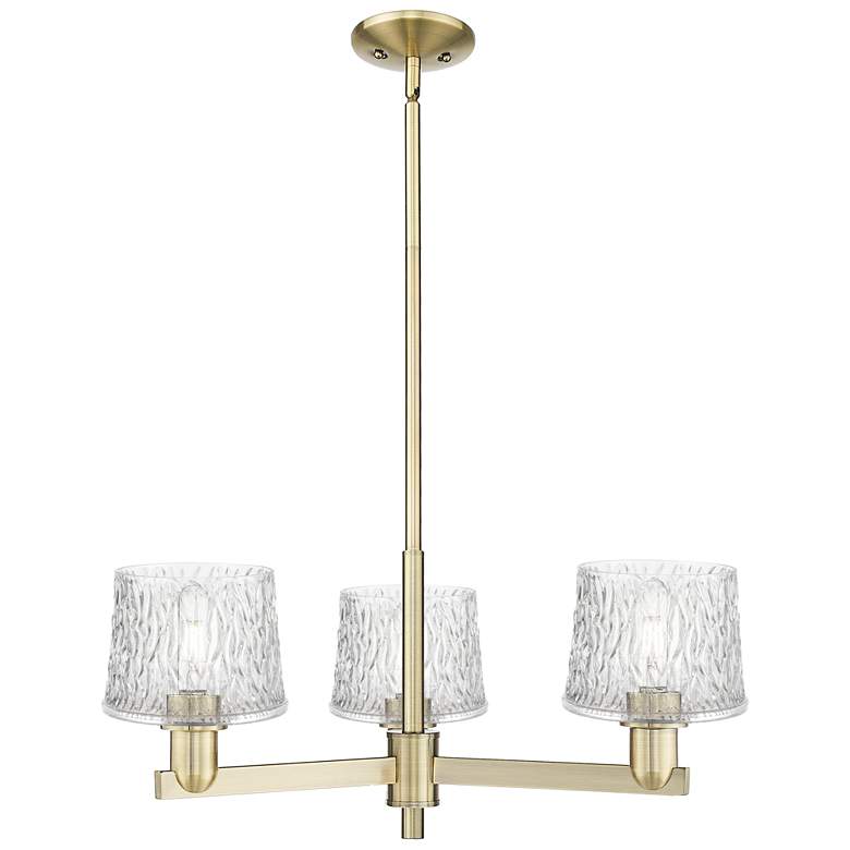 Image 1 Arcadia Niagara 28"W 3 Light Brass Stem Hung Chandelier w/ Clear Shade