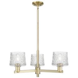 Arcadia Niagara 28"W 3 Light Brass Stem Hung Chandelier w/ Clear Shade