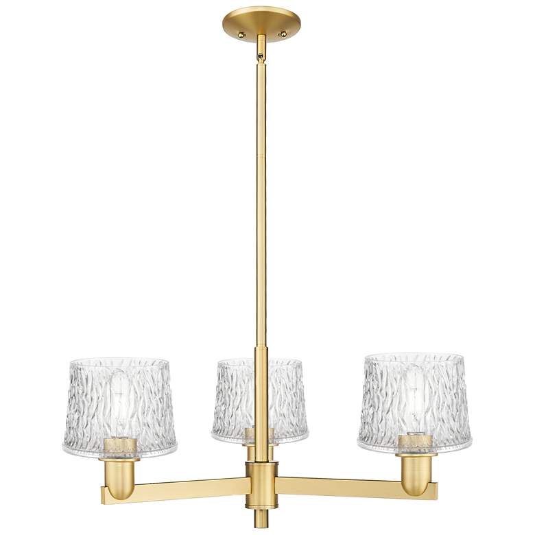 Image 1 Arcadia Niagara 28"W 3 Light Gold Stem Hung Chandelier w/ Clear Shade