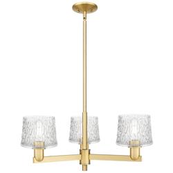 Arcadia Niagara 28"W 3 Light Gold Stem Hung Chandelier w/ Clear Shade