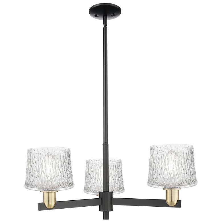 Image 1 Arcadia Niagara 28"W 3-Lt Black Brass Stem Chandelier w/ Clear Shade