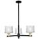 Arcadia Niagara 28"W 3-Lt Black Brass Stem Chandelier w/ Clear Shade
