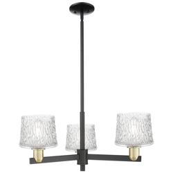 Arcadia Niagara 28"W 3-Lt Black Brass Stem Chandelier w/ Clear Shade