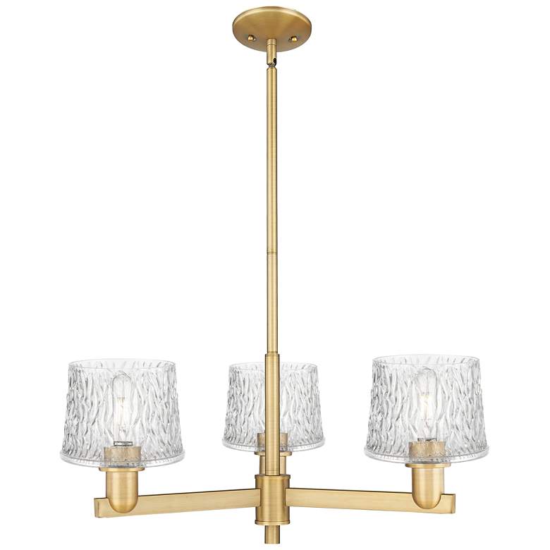 Image 1 Arcadia Niagara 28"W 3-Lt Brushed Brass Stem Chandelier w/ Clear Shade