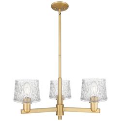 Arcadia Niagara 28"W 3-Lt Brushed Brass Stem Chandelier w/ Clear Shade