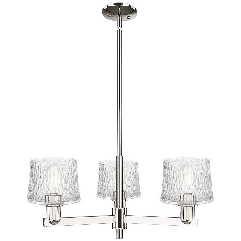 Image 1 Arcadia Niagara 28"W 3-Lt Polished Nickel Stem Chandelier w/ Clear Shade