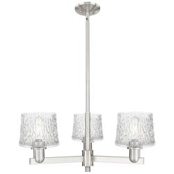 Arcadia Niagara 28"W 3-Lt Satin Nickel Stem Chandelier w/ Clear Shade