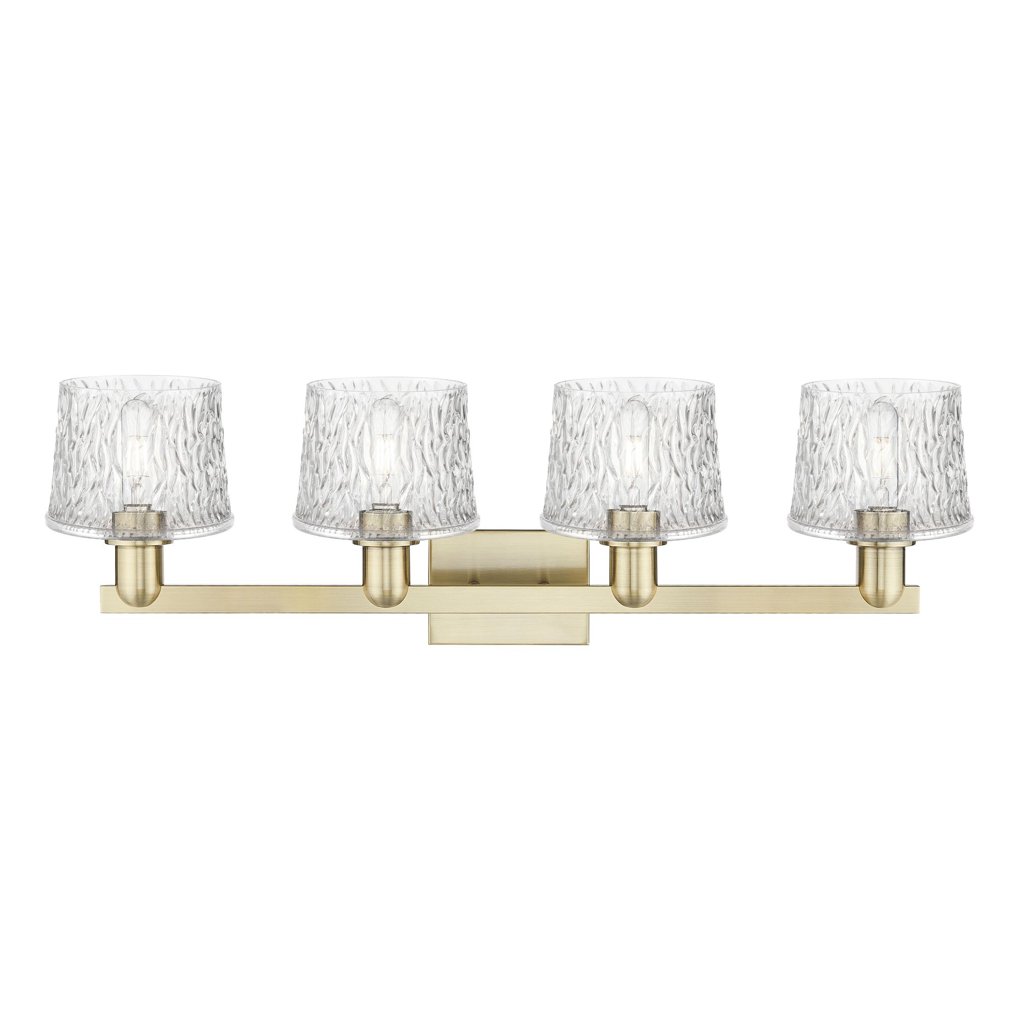 Image 2 Arcadia Niagara 34"W 4 Light Brass Vanity Light With Clear Shade more views