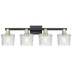 Arcadia Niagara 34"W 4 Light Black Brass Vanity Light w/ Clear Shade