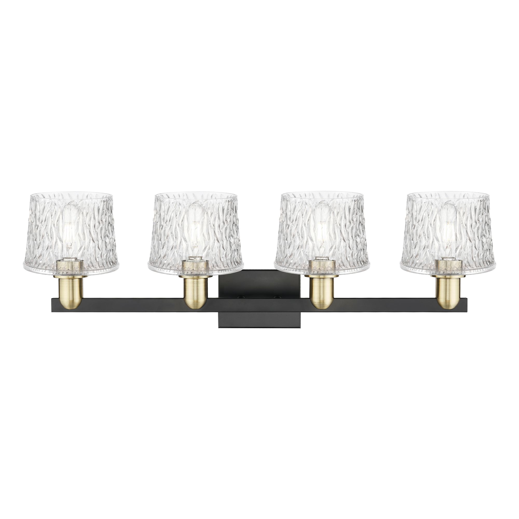 Image 2 Arcadia Niagara 34"W 4 Light Black Brass Vanity Light w/ Clear Shade more views
